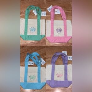 Trader Joe's Pastel Mini Canvas Tote Bag 2025 LIMITED EDITION NWT set of 4